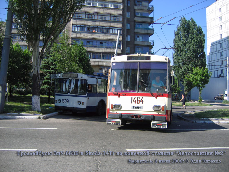 Мариуполь. Škoda 14Tr89/6 №1464, ЗиУ-683Б (ЗиУ-683Б00) №1509