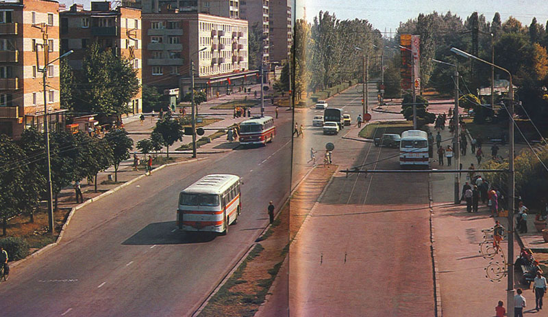 Таганрог. Автобусы ЛАЗ различных модификаций на улице Дзержинского