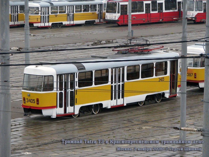 Москва. 71-134А (ЛМ-99АЭ) №3045, Tatra T3 (МТТЧ) №3405, Tatra T3SU №3927