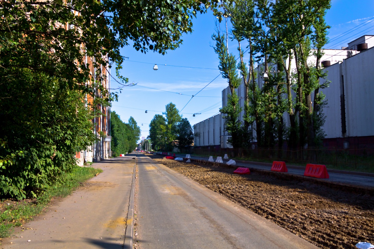 Санкт-Петербург. Ремонт трамвайных путей на улице Жукова