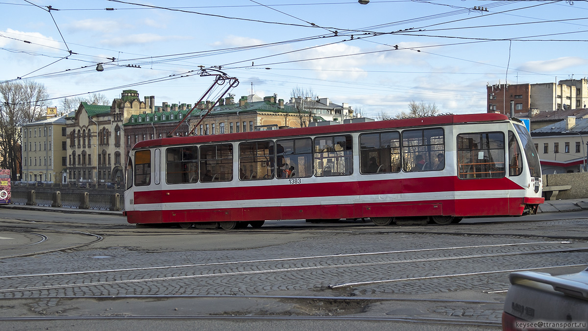Санкт-Петербург. Трамвай 71-134А (ЛМ-99АЭН) №1383, маршрут 16