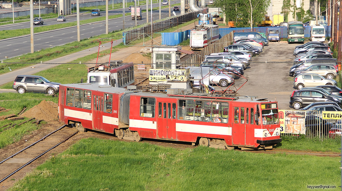 Санкт-Петербург. Трамвай ЛВС-86К №3085, маршрут 21