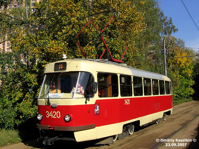 Москва. Tatra T3 (МТТЧ) №3420