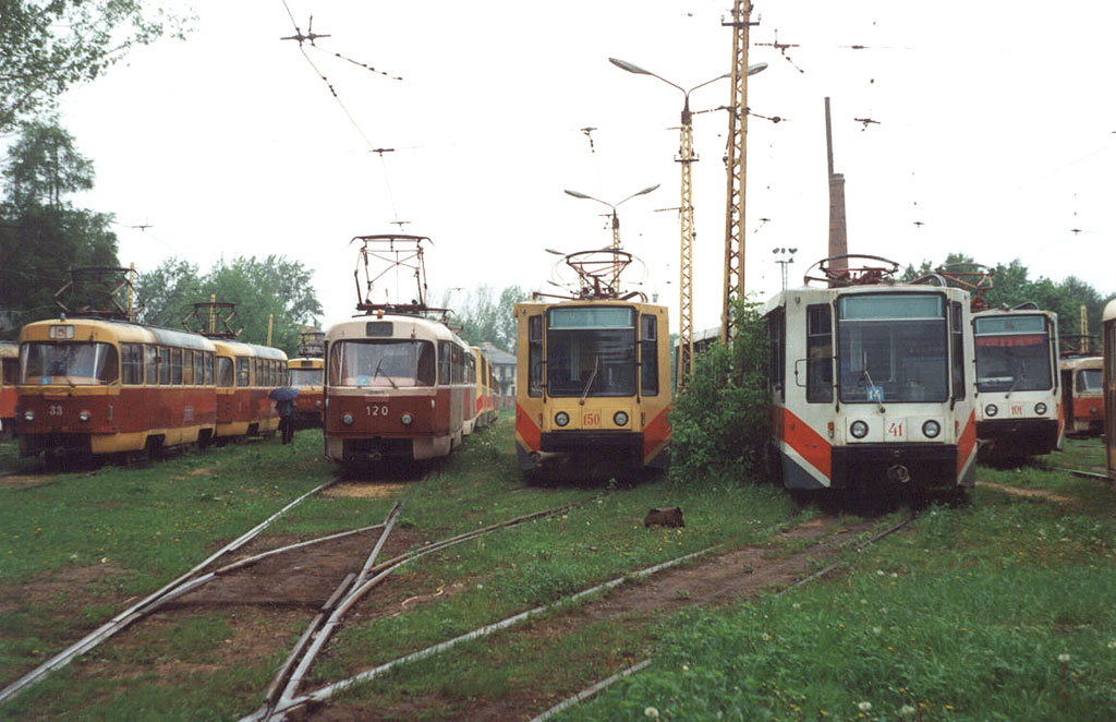 Тула. Tatra T3SU №33, Tatra T3SU №34, 71-608К (КТМ-8) №150, 71-608К (КТМ-8) №41, 71-608К (КТМ-8) №101, Tatra T3SU №120