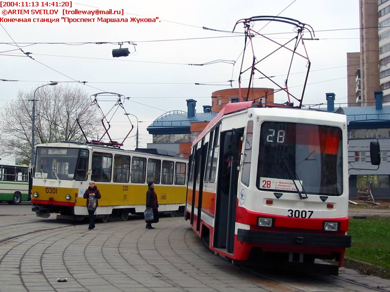 Москва. 71-134А (ЛМ-99АЭ) №3007, Tatra T6B5 (Tatra T3M) №0301