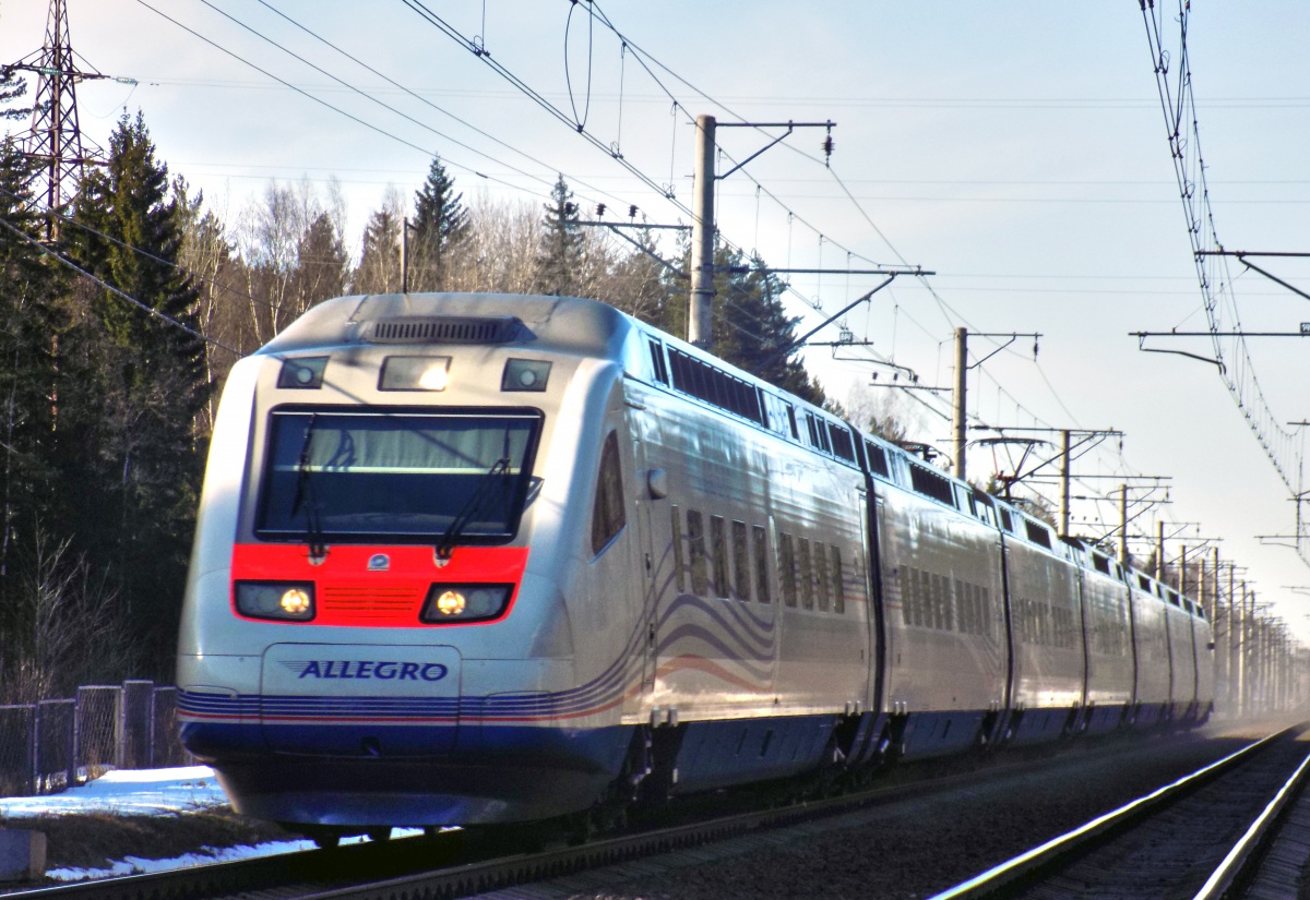 Санкт-Петербург. Скоростной поезд Sm6 Allegro, маршрут Хельсинки-Санкт-Петербург