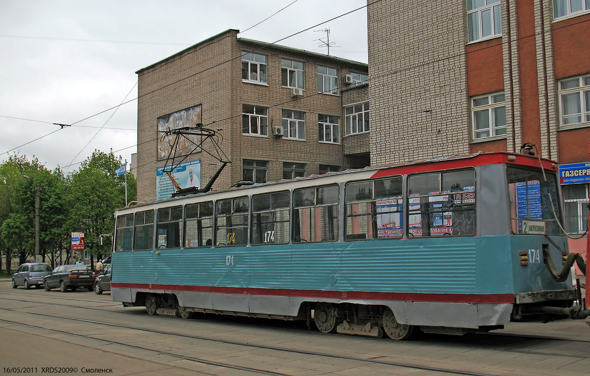 Смоленск. Трамвай 71-605 (КТМ-5) № 174, маршрут 2