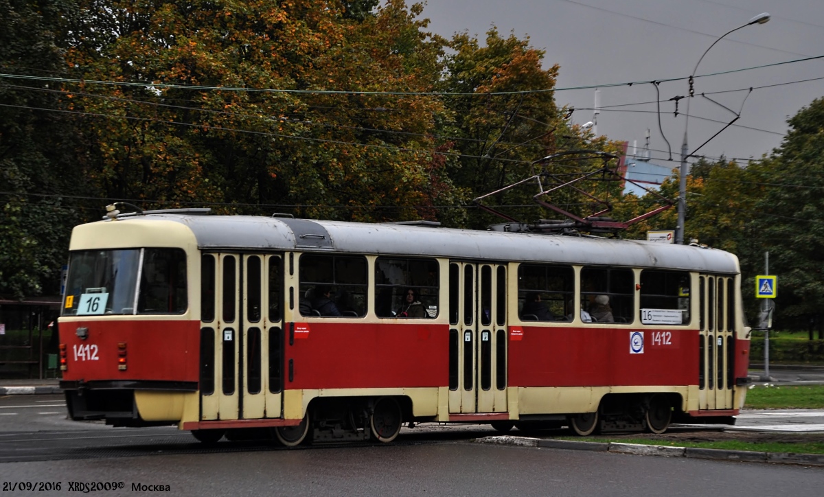 Москва. Tatra T3 (МТТЧ) №1412