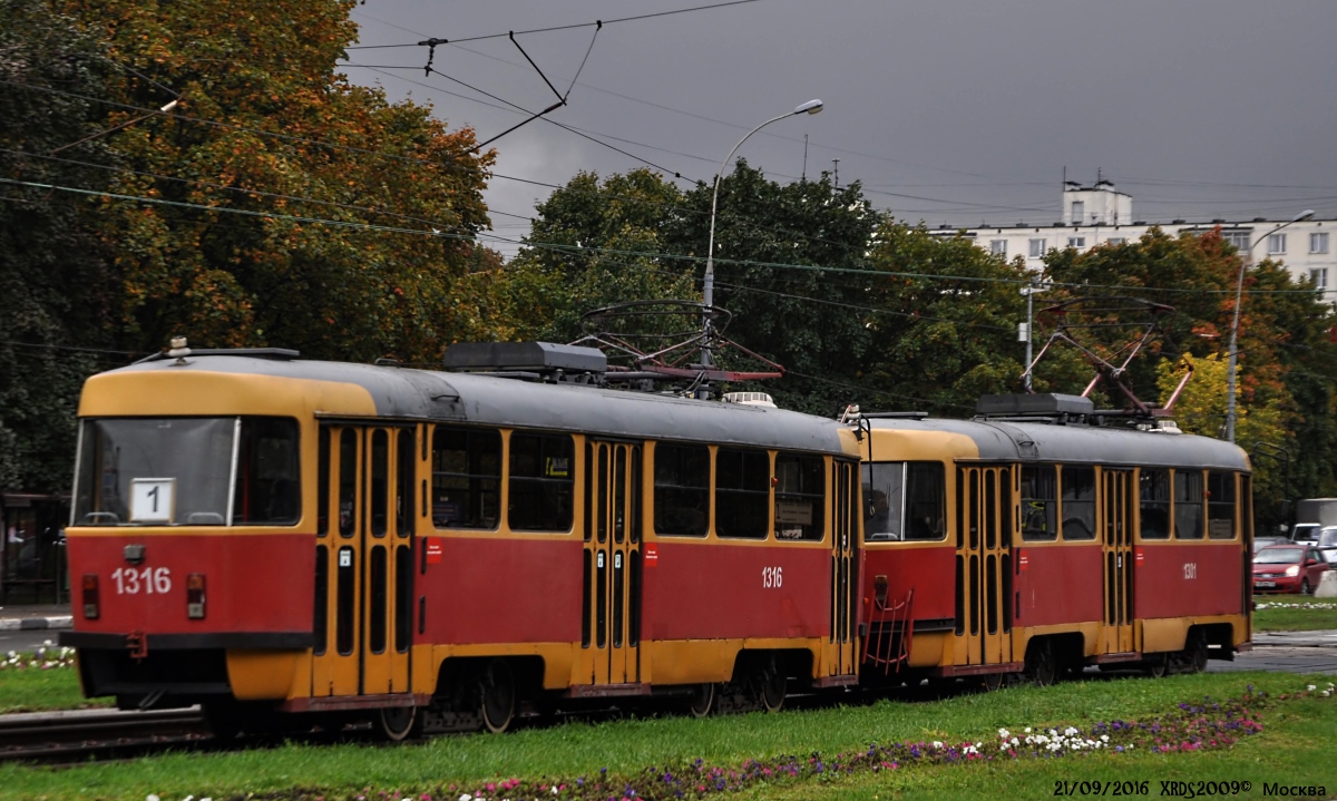 Москва. Tatra T3 (МТТЕ) №1316