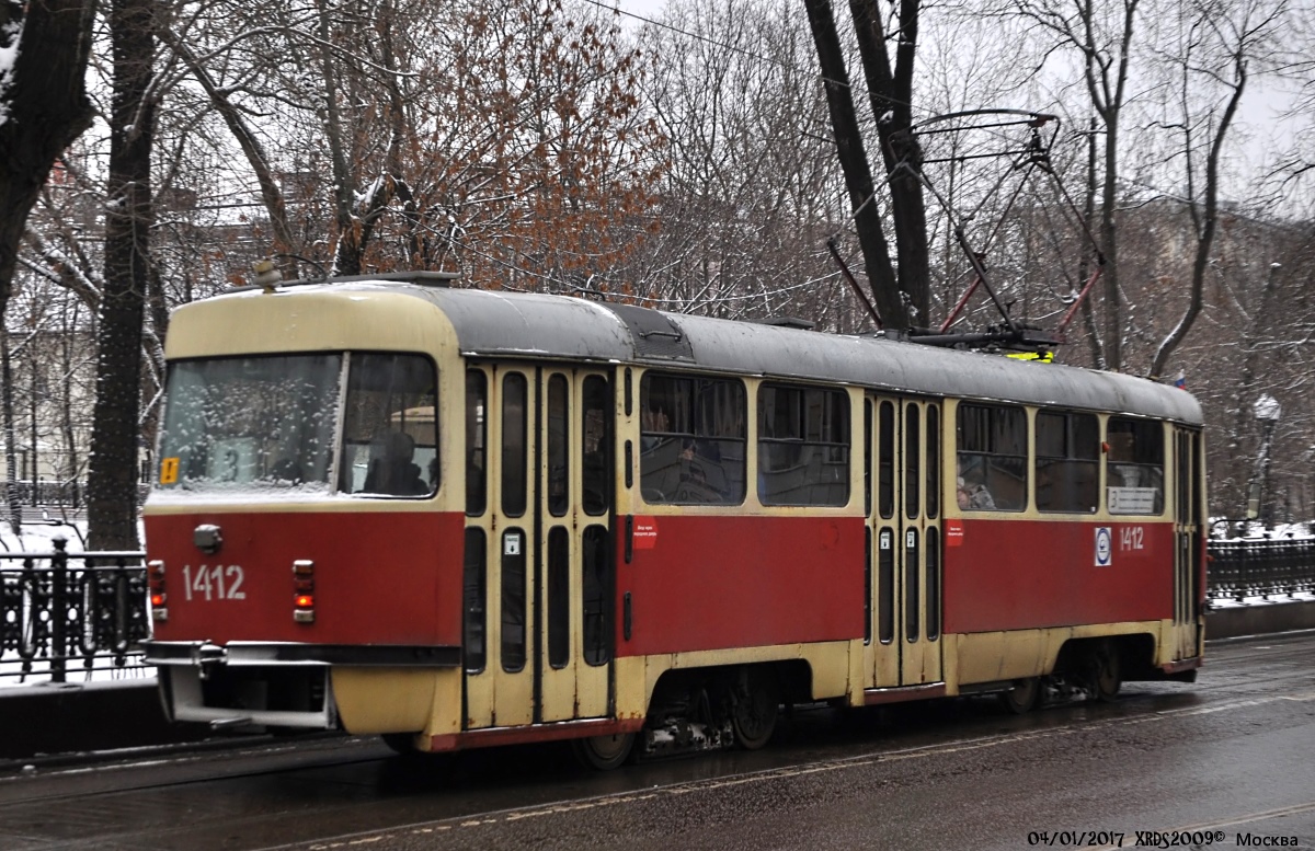 Москва. Tatra T3 (МТТЧ) №1412