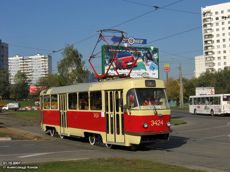 Москва. Tatra T3 (МТТЧ) №3424