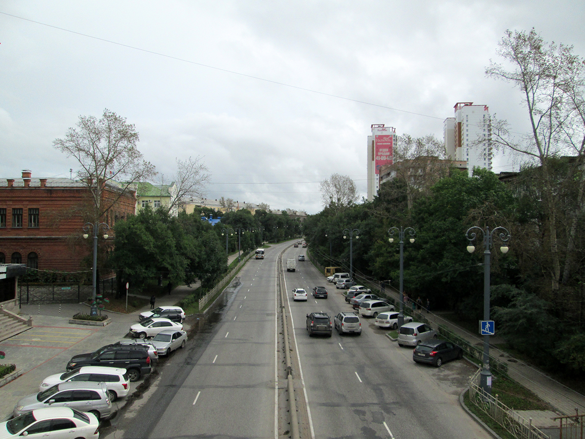 Хабаровск. Троллейбусная линия на момент съёмки использовалась маршрутами №№ 2 и 5