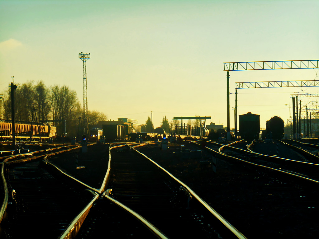 Калуга. Вид из чётной горловины станции на пути для грузовых поездов