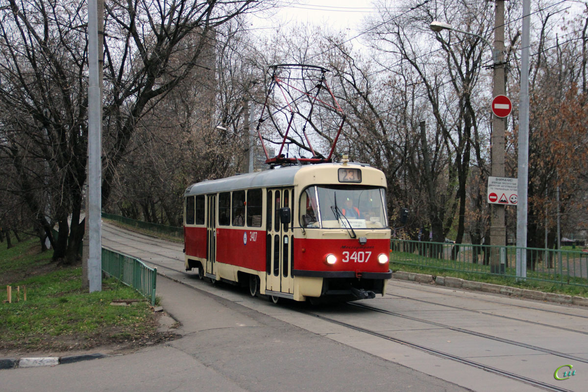 Москва. Tatra T3 (МТТЧ) №3407