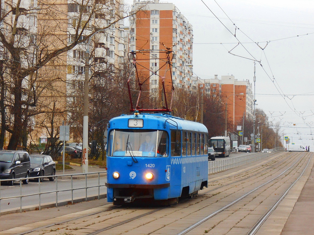 Москва. Tatra T3 (МТТЧ) №1420