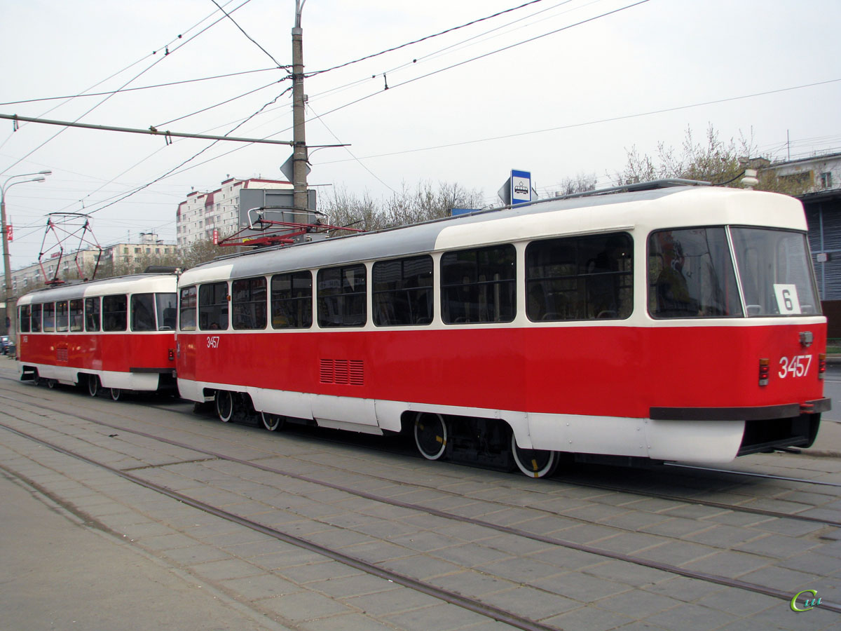 Москва. Tatra T3 (МТТЧ) №3457, Tatra T3 (МТТЧ) №3458