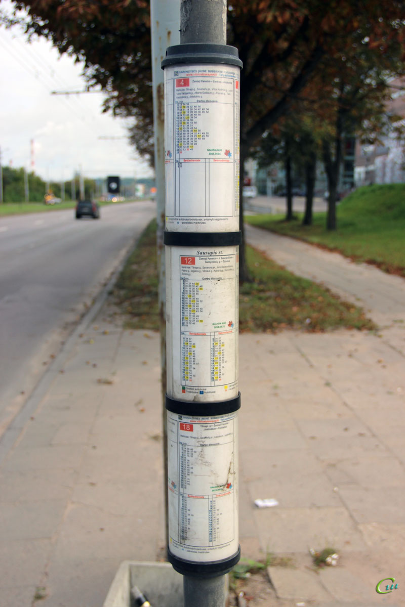 Вильнюс. Расписание троллейбусных маршрутов на остановке