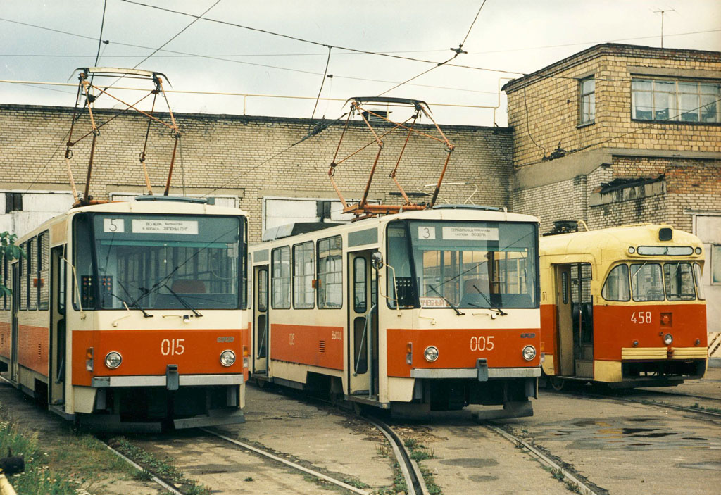 Минск. Tatra T6B5 (Tatra T3M) №005, Tatra T6B5 (Tatra T3M) №015, РВЗ-6М2 №458