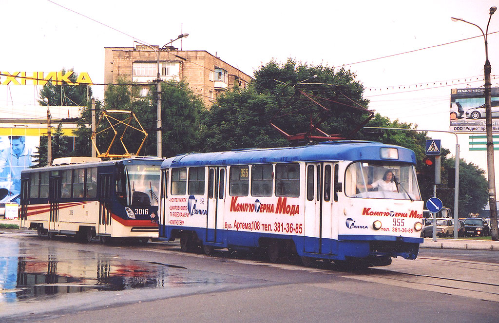 Донецк. К1 №3016, Tatra T3SU №955