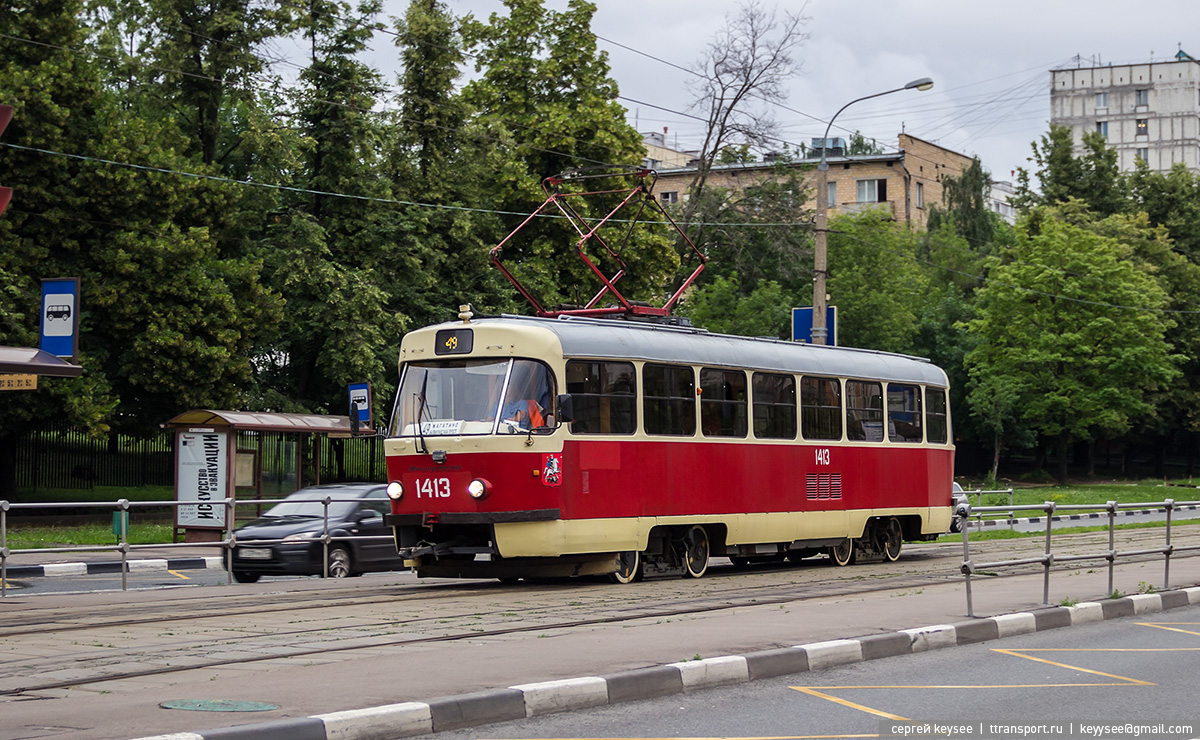 Москва. Tatra T3 (МТТЧ) №1413