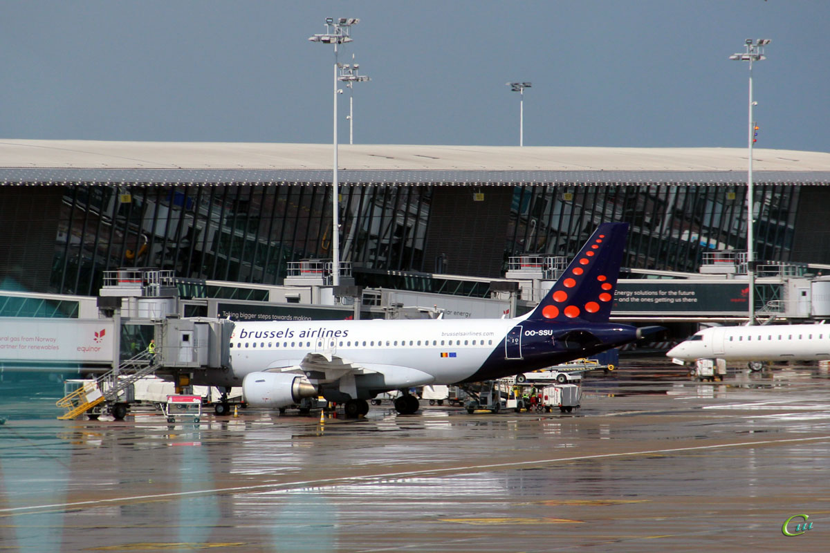 Брюссель. Самолет Airbus A319 (OO-SSU) авиакомпании Brussels Airlines