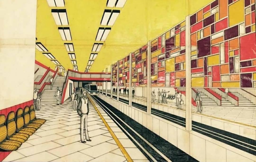 Гавана. Проект станции c боковыми платформами Министерство транспорта первой (красной) линии метрополитена Гаваны
