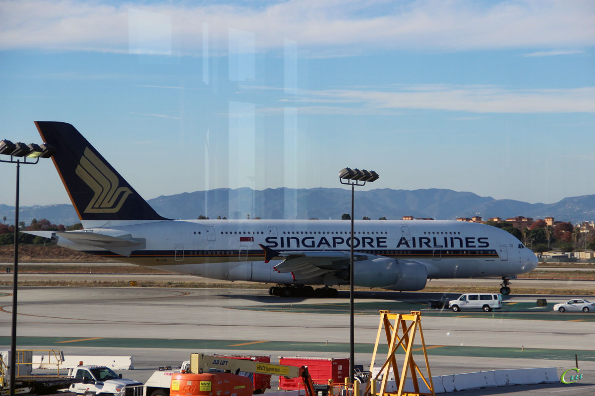 Лос-Анджелес. Самолет Airbus A380 (9V-SKN) авиакомпании Singapore Airlines