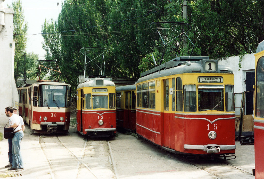 Евпатория. Tatra KT4SU №38, Gotha T57 №13, Gotha T2-62 №15, Gotha B2-62 №55