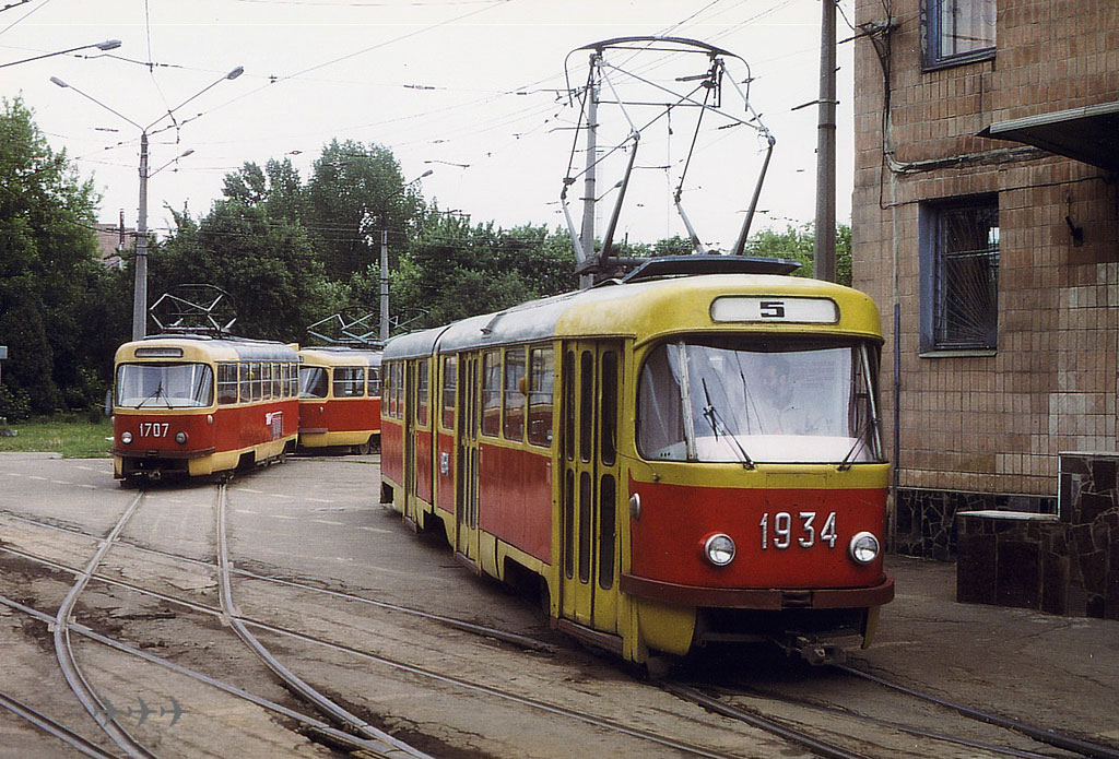 Харьков. Tatra K2 №1934, Tatra T3 (двухдверная) №1707, Tatra T3 (двухдверная) №1714