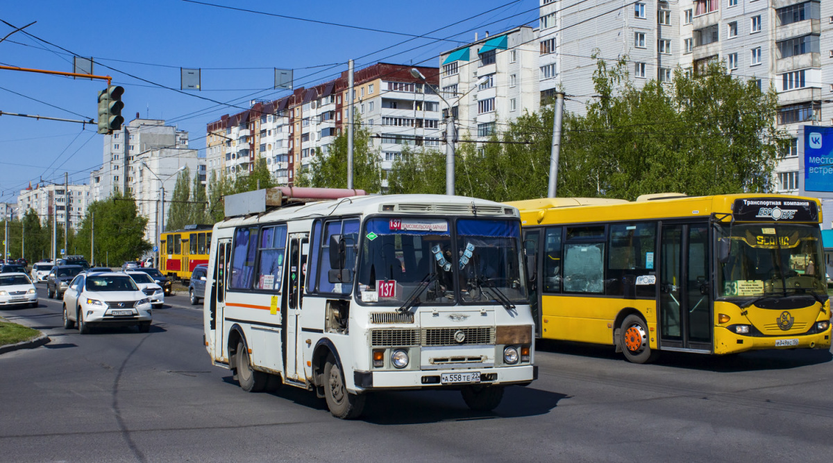 Барнаул. Scania OmniLink CL94UB в349вс, ПАЗ-32054 а558те
