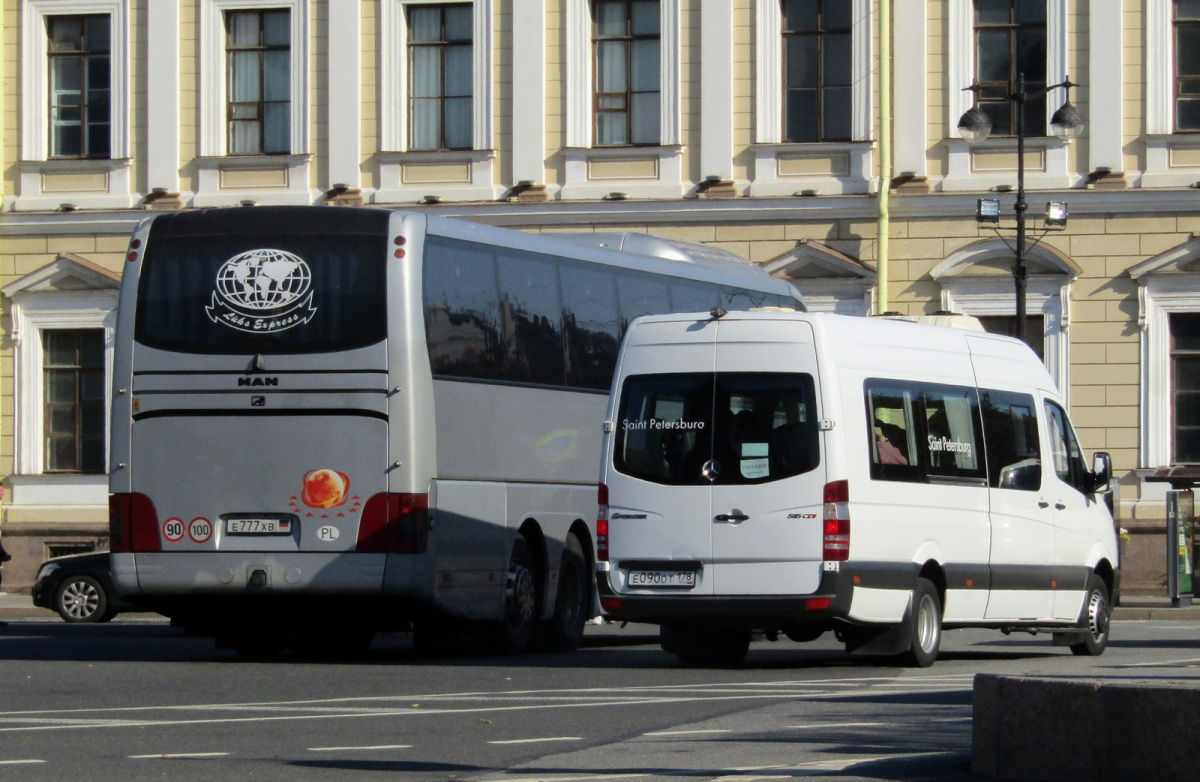 Санкт-Петербург. Луидор-22360C (Mercedes-Benz Sprinter) е090от, MAN R08 Lion's Coach L E777XB DPR