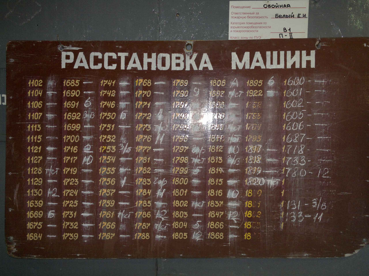 Санкт-Петербург. Таблица расстановки машин троллейбусного парка № 1